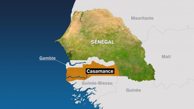La Casamance sur une carte