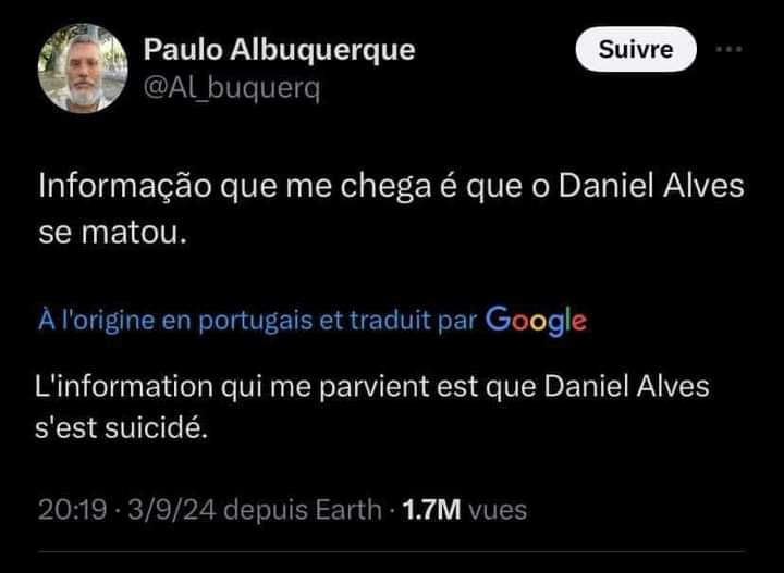 Dani Alves : Rumeur de suicide de l'ancien joueur 