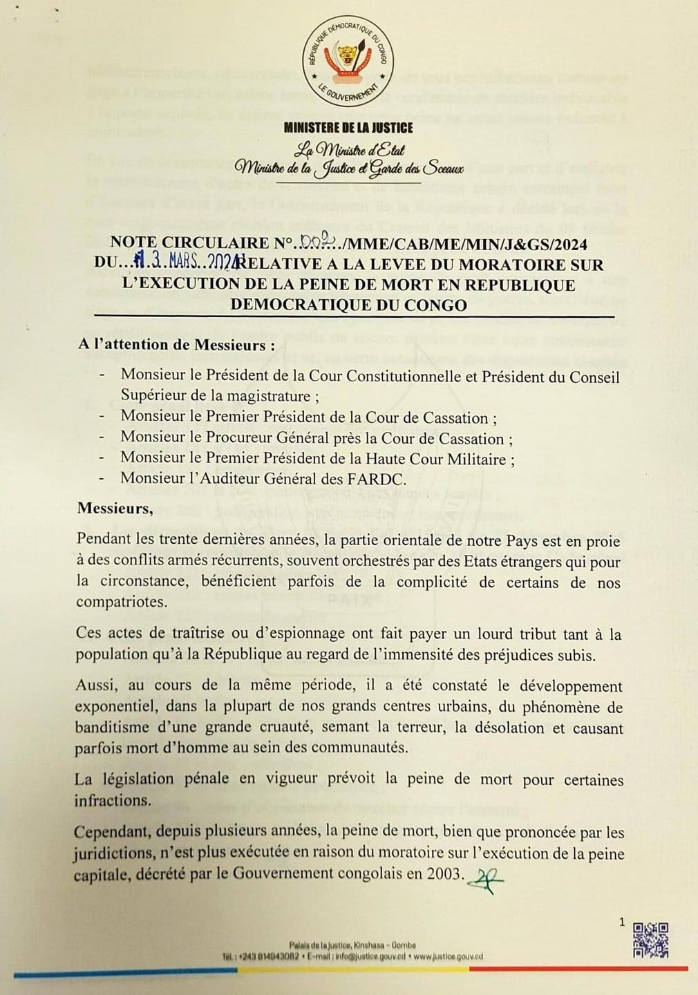 En RDC: le gouvernement fait un retour à la peine de mort