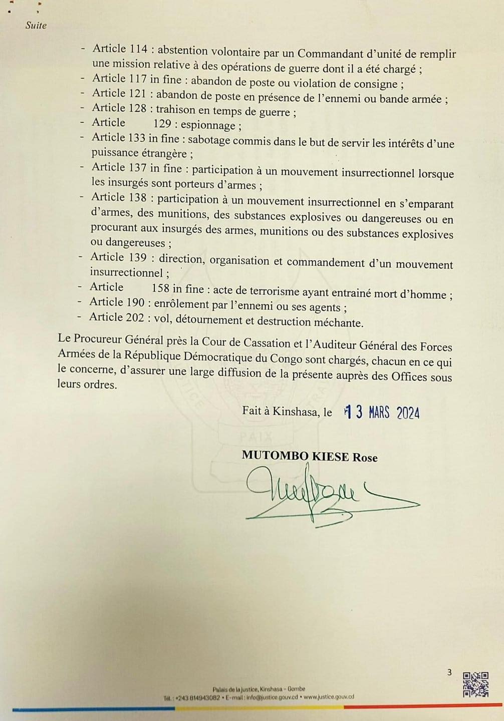 En RDC: le gouvernement fait un retour à la peine de mort