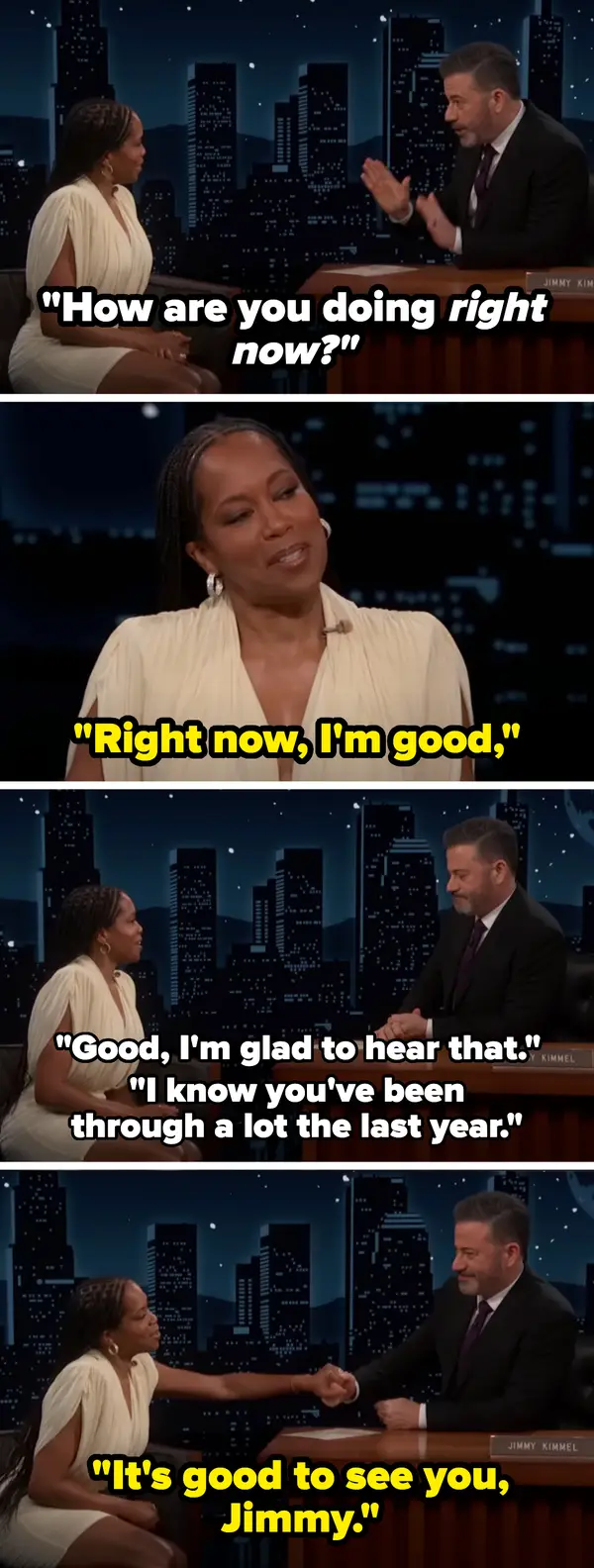 Les fans réagissent au moment émouvant de Regina King et Jimmy Kimmel lors de son émission de fin de soirée.