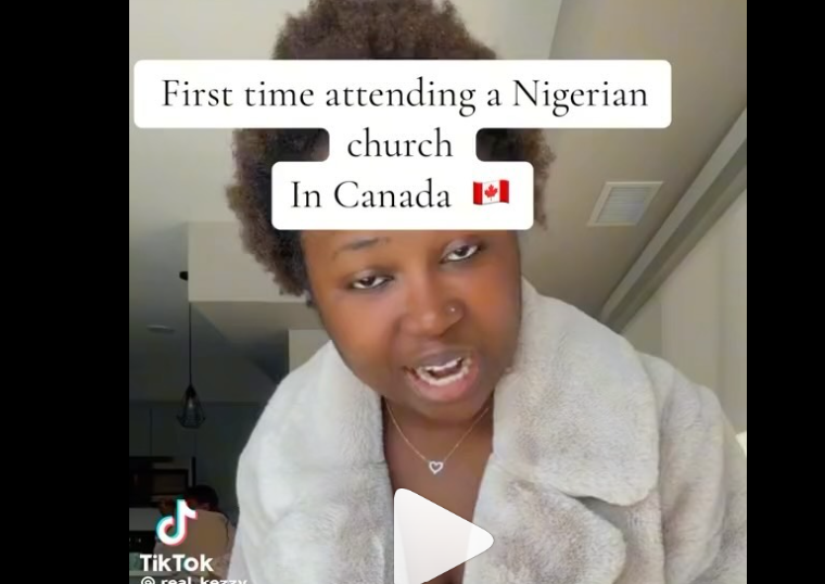 Elle partage une vidéo de ce qu'elle a reçu en tant que première fois dans une église nigériane au Canada.