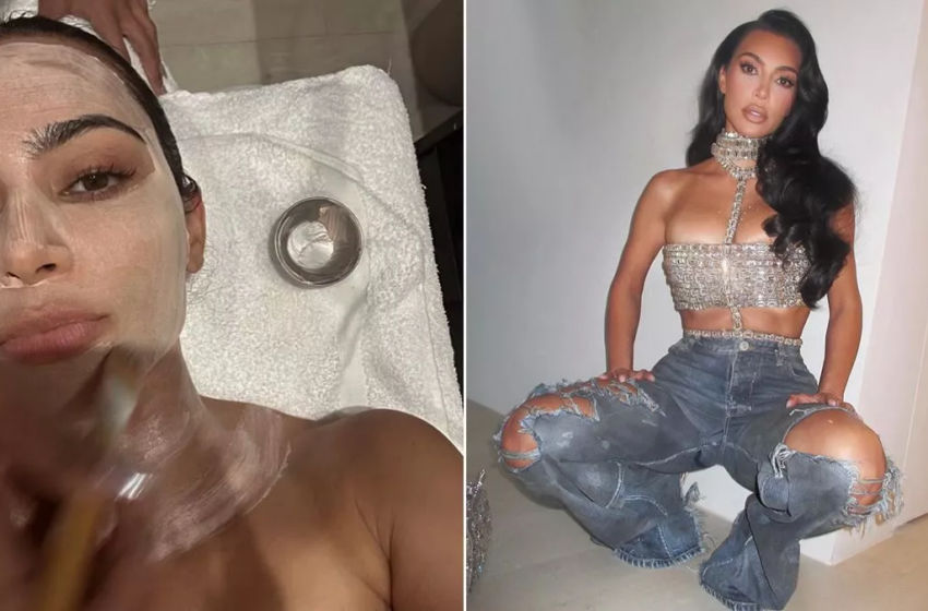  Kim Kardashian a montré son visage sans maquillage lors d’une séance de soins relaxante.