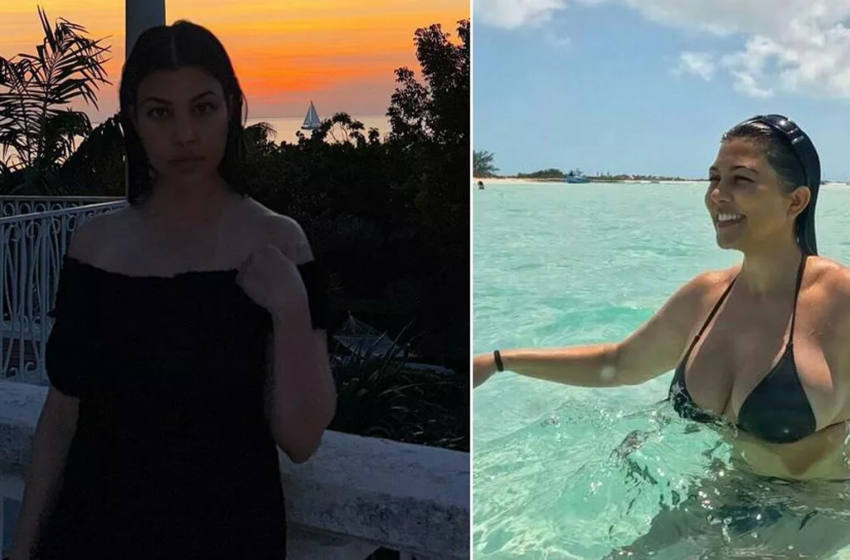  Kourtney Kardashian partage un cliché rare de son bébé Rocky Barker, âgé de 5 mois, lors d’un voyage dans les Caraïbes.