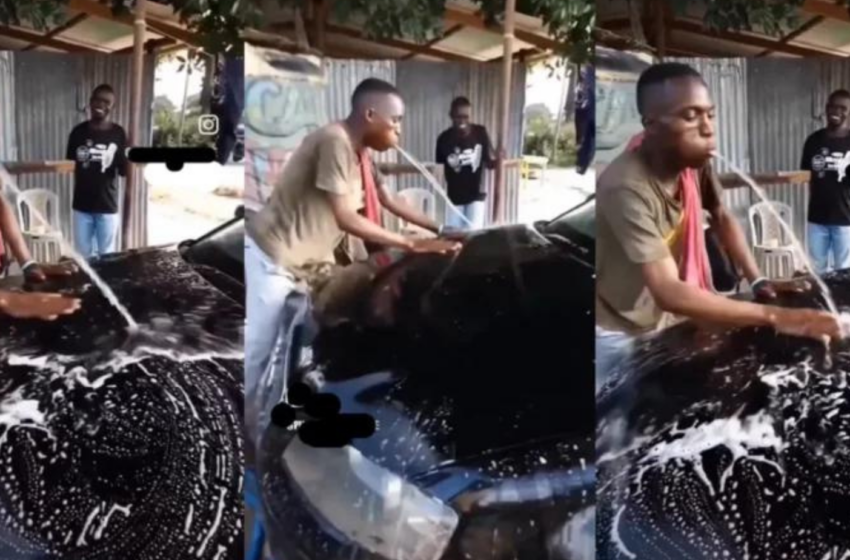  Insolite : Un homme étonne en lavant une voiture avec de l’eau provenant de sa bouche (vidéo)