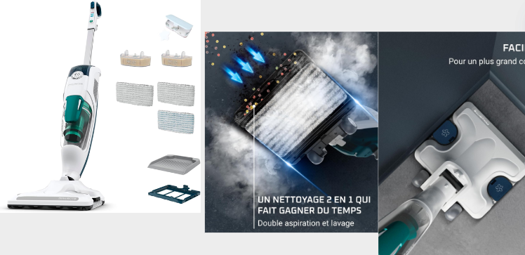  Ce nouveau nettoyeur aspire, lave simultanément et élimine 99,9% des bactéries, adapté pour tous les sols !