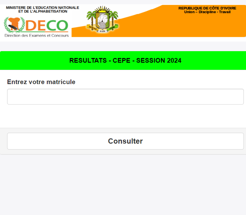 CEPE 2024 resultats en un clic en rentrant votre matricule (Examens)