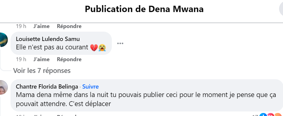 Décès de Blanche Tunasi : Dena Mwana annonce son concert et se fait lyncher sur les réseaux sociaux