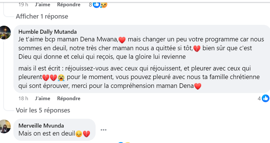 Décès de Blanche Tunasi : Dena Mwana annonce son concert et se fait lyncher sur les réseaux sociaux