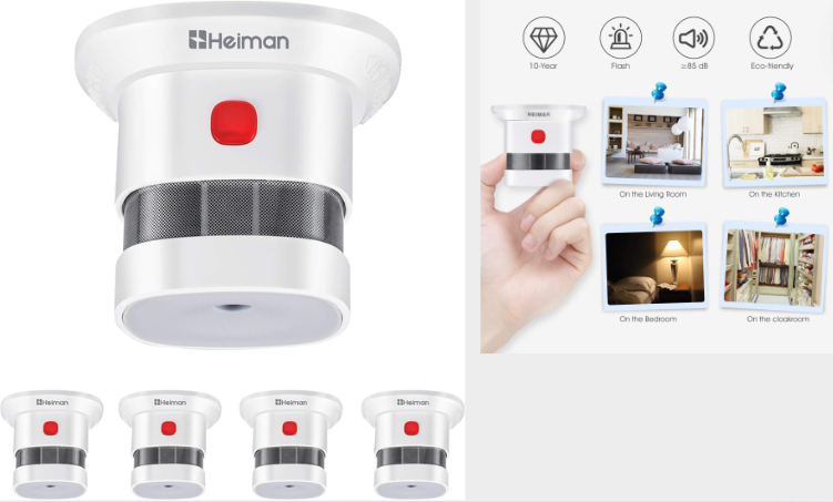  Sécurisez votre foyer avec le détecteur de fumée compact HEIMAN, autonomie de 10 ans