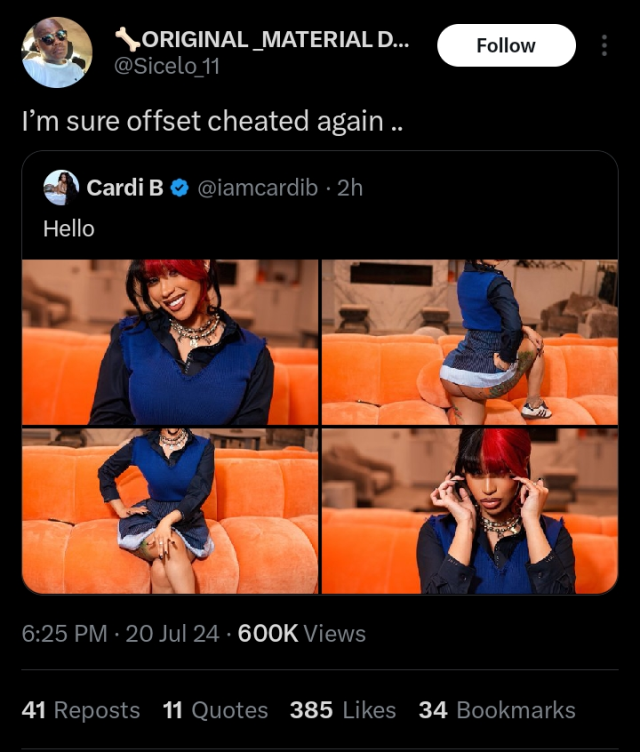 La chanteuse Cardi B rabroue brutalement un troll curieux