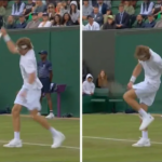 Andrey Rublev se bat avec sa raquette lors d'un meltdown sauvage à Wimbledon