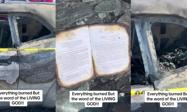 Une Bible demeure intacte après l’incendie d’une voiture : Vidéo