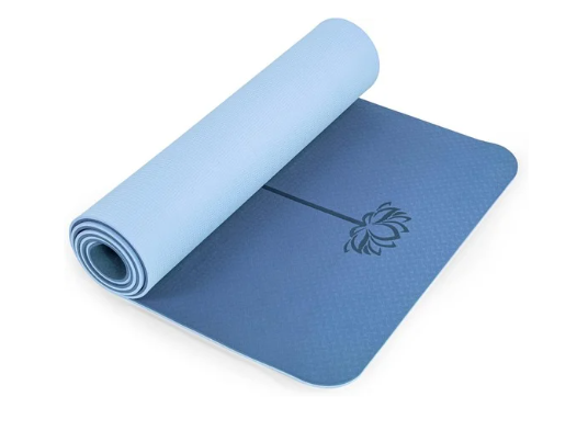 Marjar Tapis de Yoga Antiderapant Tapis de Sport en TPE avec Lignes d'alignement du Corps Tapis de Gymnastique Tapis de sol Fitness avec Sangle de Transport 183x61x0.6 cm