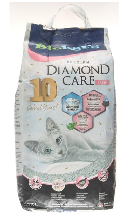 Biokat’s Diamond Care Fresh au parfum de talc - Litière fine pour chats au charbon actif et à l’Aloe vera