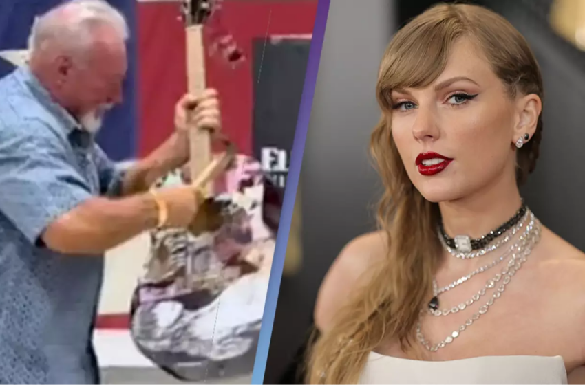  Taylor Swift n’aurait apparemment pas signé la guitare qu’un homme a achetée pour 4 000 $ avant de la détruire