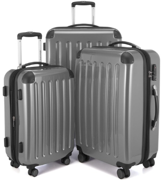  HAUPTSTADTKOFFER – Alex : Ensemble de 3 Valises Rigides Argenté Brillant pour Tous vos Voyages