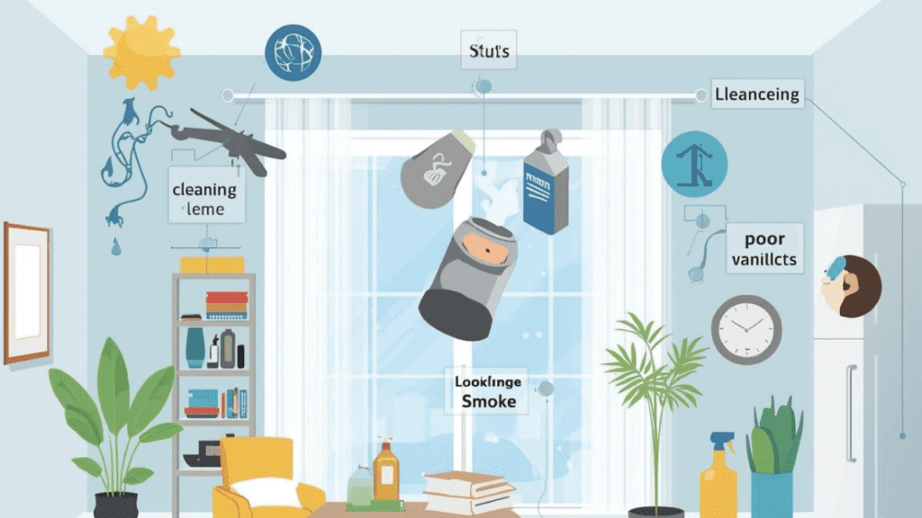 sources pollution air intérieur maison poussière cuisine produits ménagers