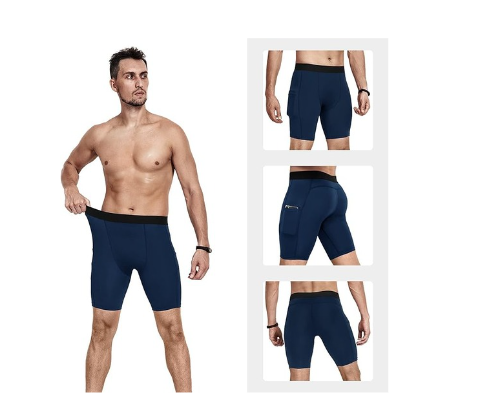 Niksa - Lot de 3 Shorts de Compression pour Hommes avec Poches