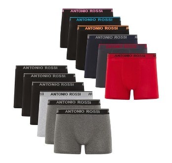  ANTONIO ROSSI (Lot de 12) : Boxers Ajustés pour Hommes, Confort et Style au Quotidien