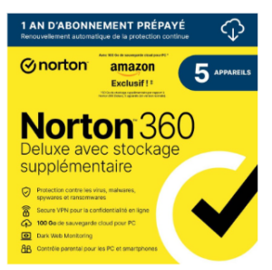 Norton 360 Deluxe + 50 Go de Sauvegarde Cloud Supplémentaire : Sécurisez vos Appareils à Seulement 20,01 € !